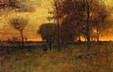 George Inness Famous Paintings - Sunset Glow